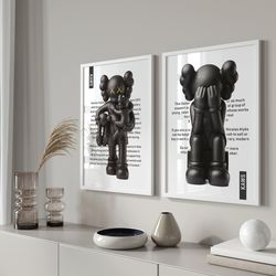 set of 2 hypebeast black matte toys poster, modern hypebeast figure printable wall art, minimalist hypebeast decor, hype