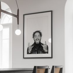 post malone poster, post malone print, fashion photo, post malone download, black and white, music poster, rapper poster