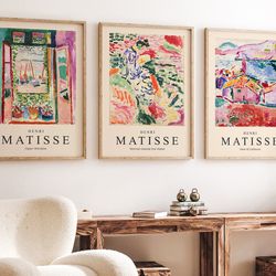 Matisse Print set Of 3, Matisse Wall Art, Mid Century Wall Art, Exhibition Art, Landscape Art, Premium Wall Art Poster,