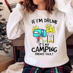 new if i am drunk it is my camping friends fault t-shirt, funny flamingo camping shirt - olashirt