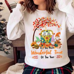 new it is the most wonderful time of the year gnomes autumn fall bleached shirt - olashirt