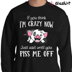 new pig if you think i am crazy now just wait until you piss me up shirt - olashirt
