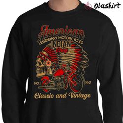 new retro vintage american motorcycle indian for old biker funny t-shirt - olashirt