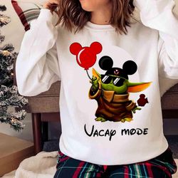 new vacay mode yoda with mickey ears on holidays baby yoda shirt - olashirt