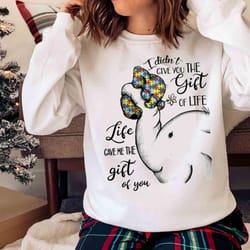 new baby elephant autism life give me the gift of you ladies t-shirt - olashirt