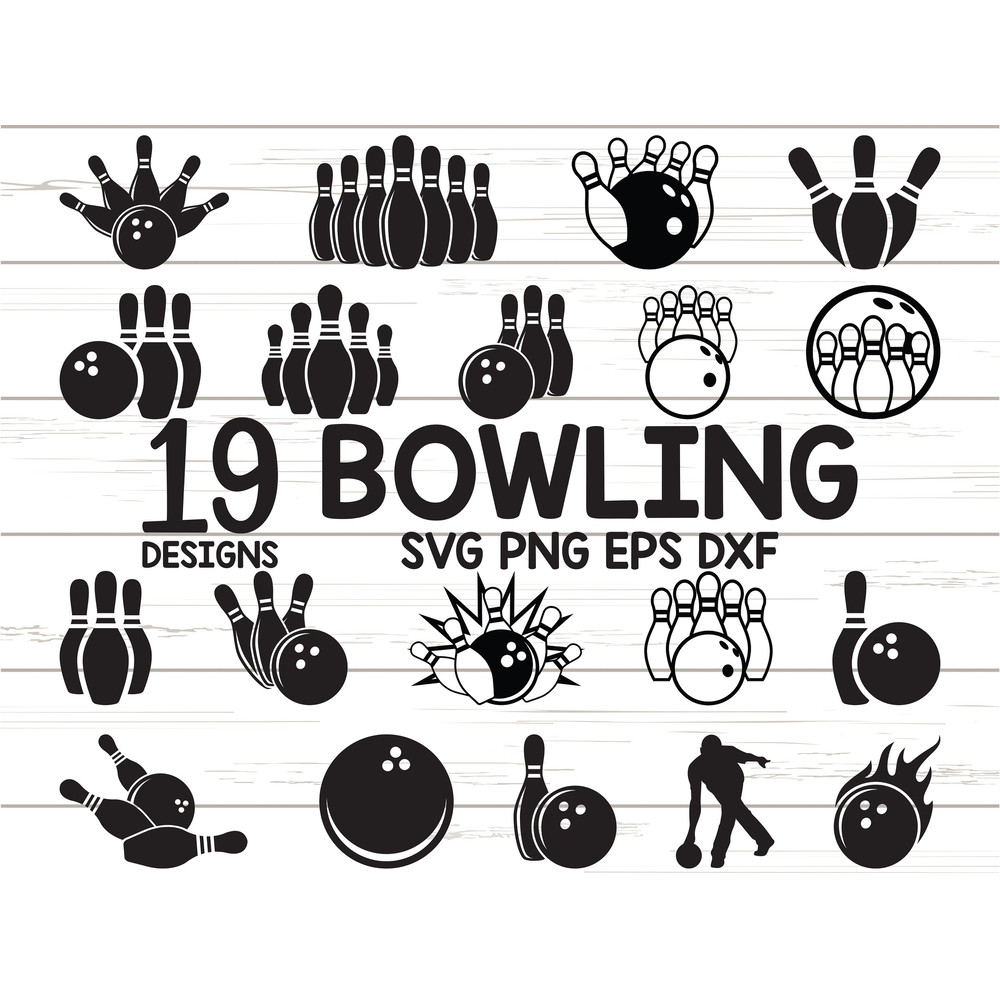 Bowling SVG Cricut Silhouette Cameo Bowling Clipart Cut File Ball and Pins.jpg