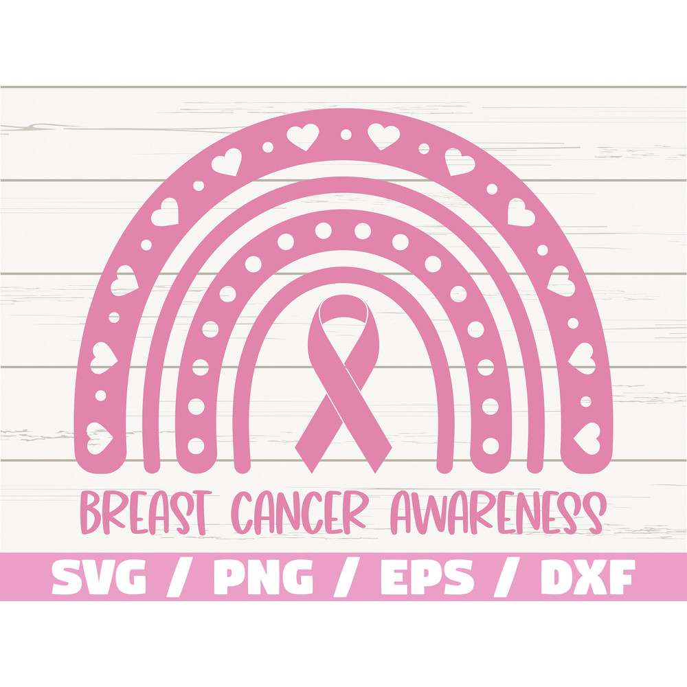 Breast Cancer Awareness Rainbow SVG  Pink Ribbon SVG  Cut File  Commercial use  Silhouette  Clip art  Vector Breast Cancer SVG.jpg