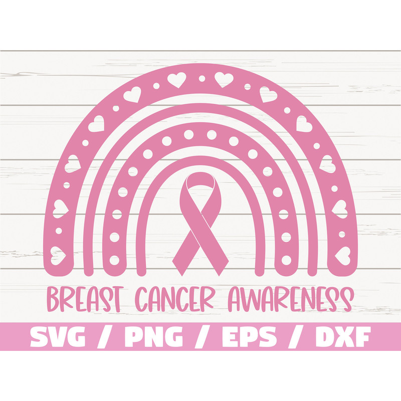 Breast Cancer Awareness Rainbow SVG  Pink Ribbon SVG  Cut File  Commercial use  Silhouette  Clip art  Vector Breast Cancer SVG.jpg