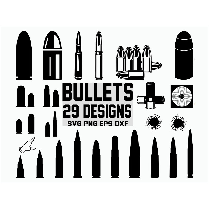 Bullet SVG Army SVG Weapon SVG Clipart Silhouette Cut file Cricut Vector.jpg