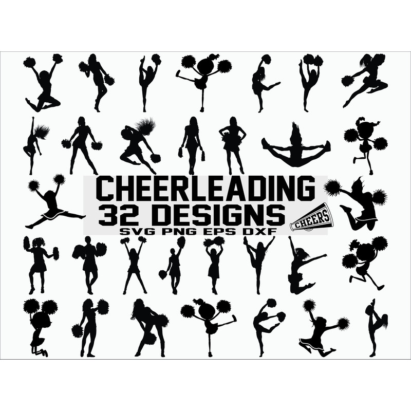 Cheerleading SVG clipart silhouette cut file decal stencil vinyl cricut file cuttable file vector.jpg