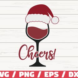 cheers wine glass svg, santa hat svg, christmas svg, cut file