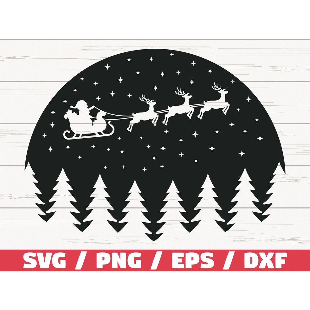 Christmas Scene With Santa SVG Cut File Cricut Commercial use Silhouette DXF file Christmas decoration Christmas Svg Winter.jpg