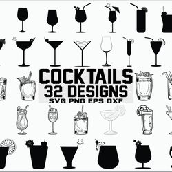 cocktails svg, cocktail party svg, cocktail clipart, silhouette