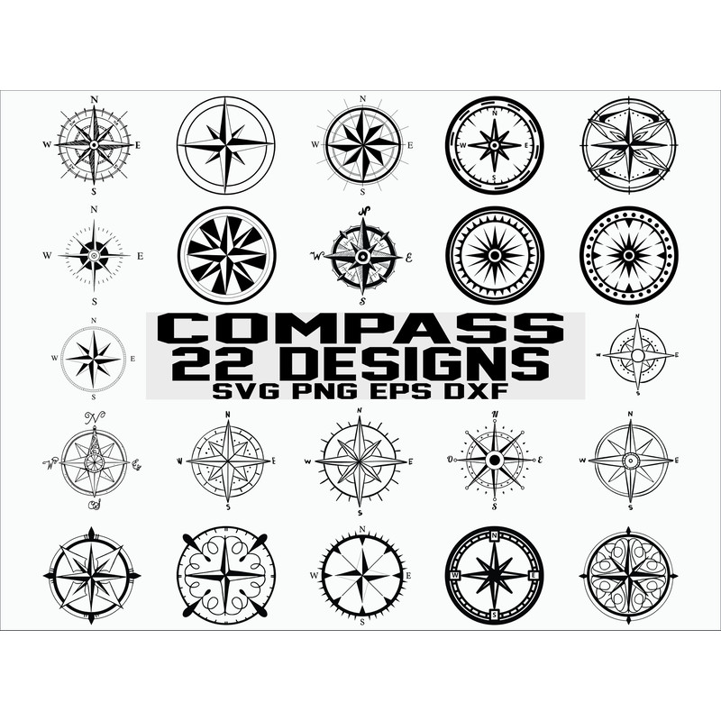 Compass svg nautical compass svg wine direction direction svg navigate svg clipart stencil silhouette cut file print file iron on.jpg