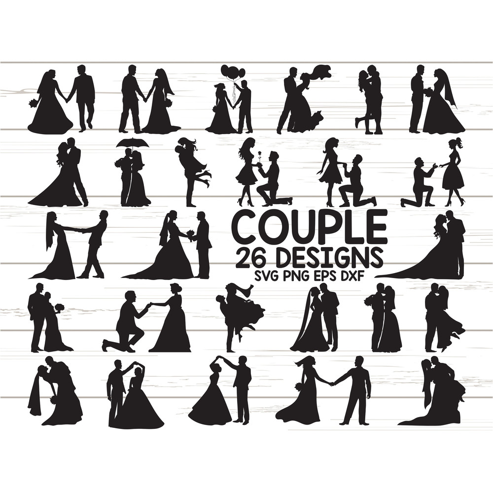 Couple SVG Lovers SVG Clipart Cut Files Cricut Silhouette Vector.jpg
