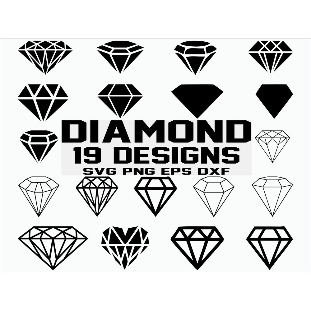 Diamond SVG Wedding Diamond SVG Diamond Clipart Silhouette Cut Files Cricut Vector.jpg