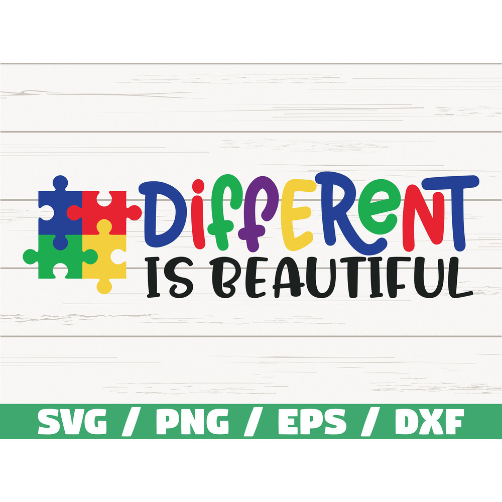 Different Is Beautiful SVG   Cut Files  Commercial use  Cricut  Clip art  Autism Awareness SVG  Printable  Vector  Autism SVG.jpg