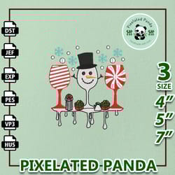 christmas wine glass embroidery, christmas embroidery designs, snow man embroidery designs, instant download