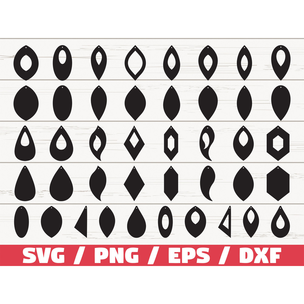 Earrings SVG Teardrop with holes SVG Commercial Use  Earrings Bundle Leather Earring Cut File Cricut Silhouette  Pendant SVG.jpg