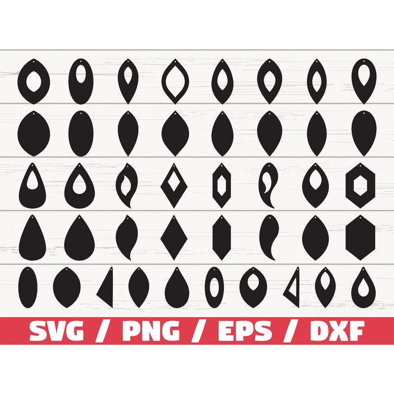 Earrings SVG Teardrop with holes SVG Commercial Use  Earrings Bundle Leather Earring Cut File Cricut Silhouette  Pendant SVG.jpg