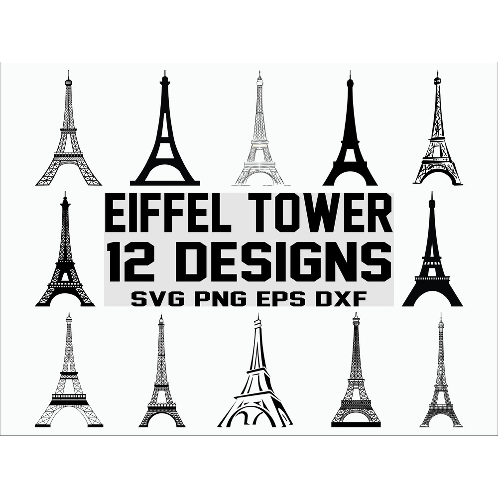 Eiffel Tower SVG Paris SVG landmark SVG Travel svg Clipart Stencil Cut File Cricut Silhouette Vector.jpg