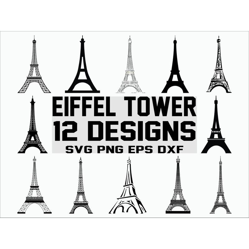 Eiffel Tower SVG Paris SVG landmark SVG Travel svg Clipart Stencil Cut File Cricut Silhouette Vector.jpg