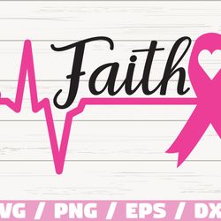 faith heartbeat ribbon svg, breast cancer svg, cancer survivor svg, commercial use