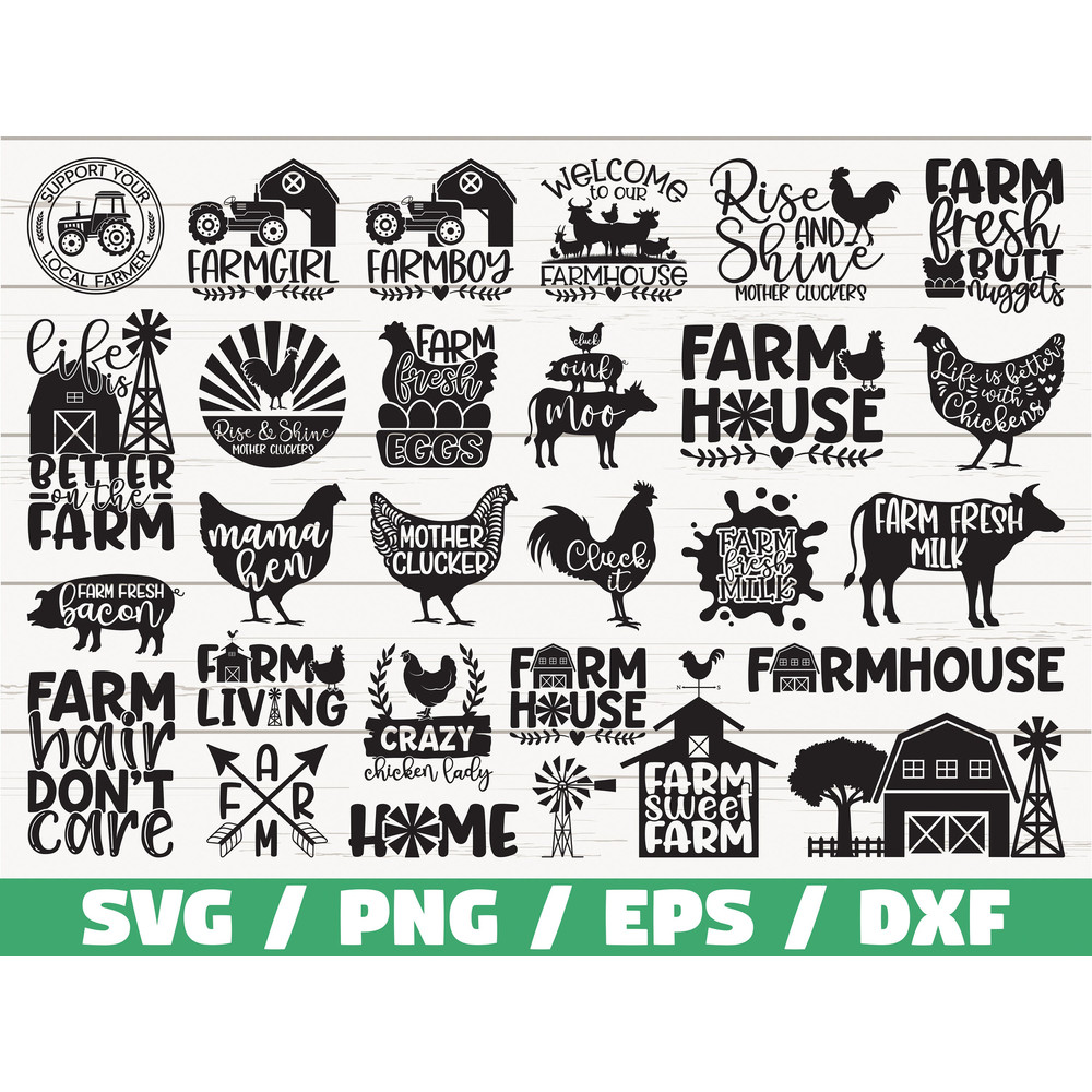 Farm Life SVG Bundle Farmhouse SVG Cut File Cricut Commercial use Silhouette Funny Farm Saying And Quotes Clip art Vector.jpg