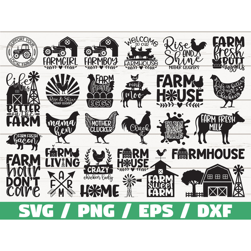 Farm Life SVG Bundle Farmhouse SVG Cut File Cricut Commercial use Silhouette Funny Farm Saying And Quotes Clip art Vector.jpg