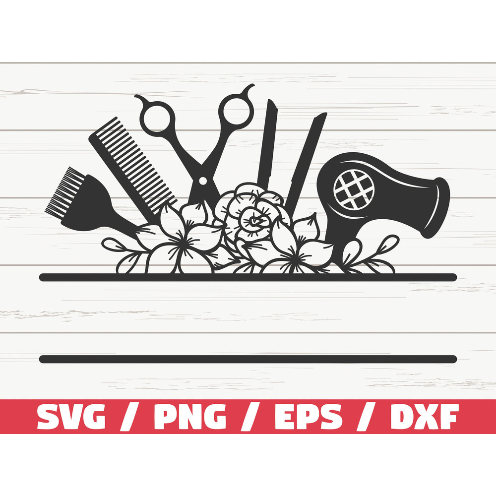 Floral Hairdresser Monogram Frame SVG Monogram SVG Hairstylist SVG Cut File Cricut Commercial use Instant Download.jpg