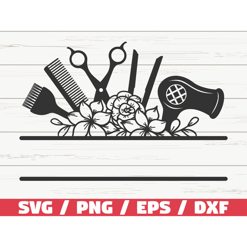Floral Hairdresser Monogram Frame SVG Monogram SVG Hairstylist SVG Cut File Cricut Commercial use Instant Download.jpg