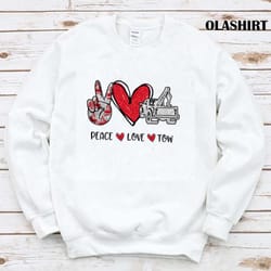 tow truck driver peace love tow t-shirt , trending shirt - olashirt