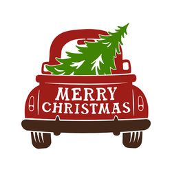 red truck with christmas tree svg, tree christmas svg, truck christmas svg files, logo christmas svg, instant download