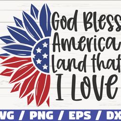god bless america land that i love svg, sunflower svg, cut file, clip art