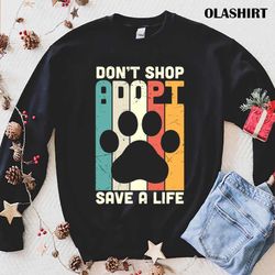 new dont shop adopt a cat, funny cat rescue 90s retro cat lover t-shirt - olashirt