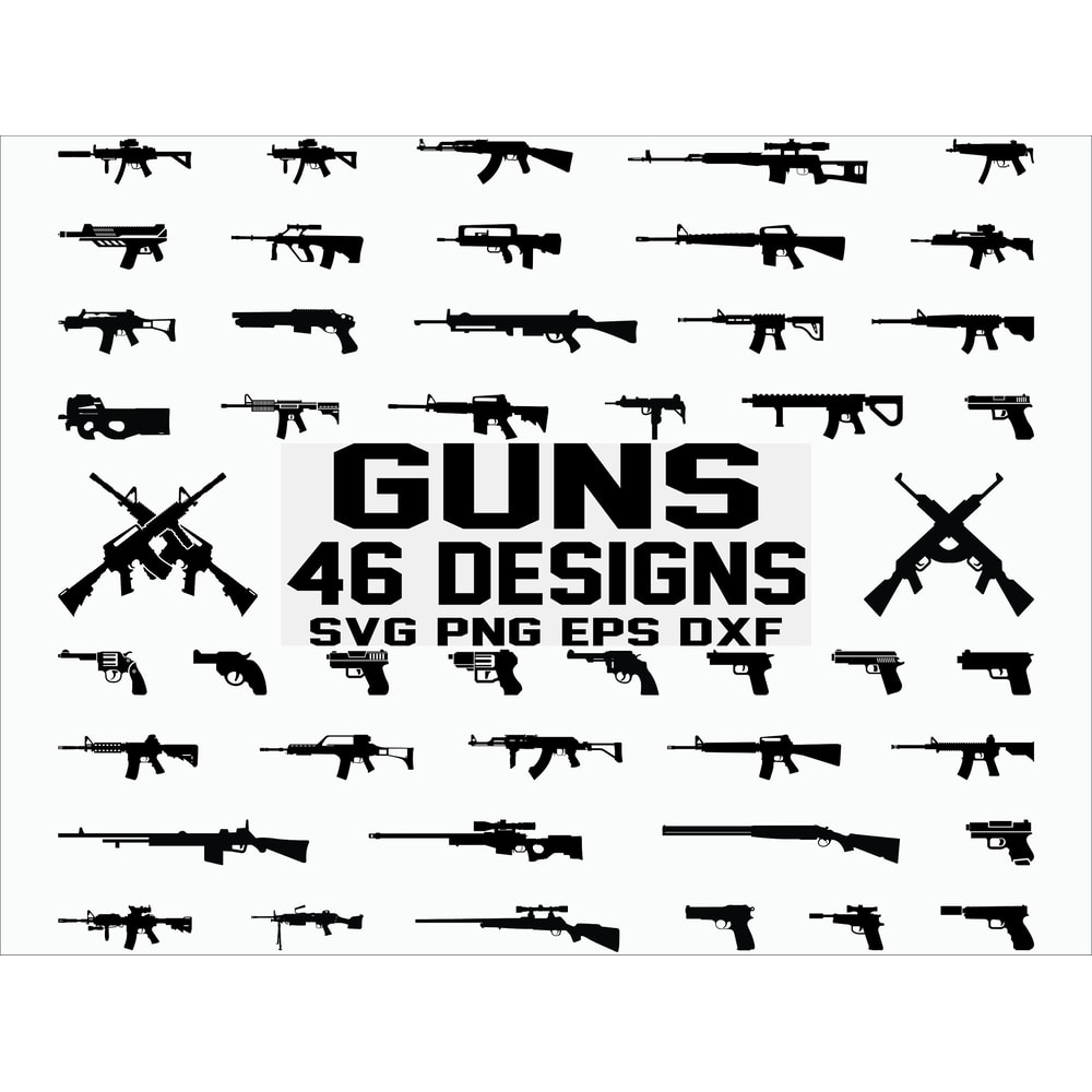 Guns SVG Military Weapon svg Pistol Svg Weapon svg clipart silhouette cut file cricut decal file digital file stencil file.jpg