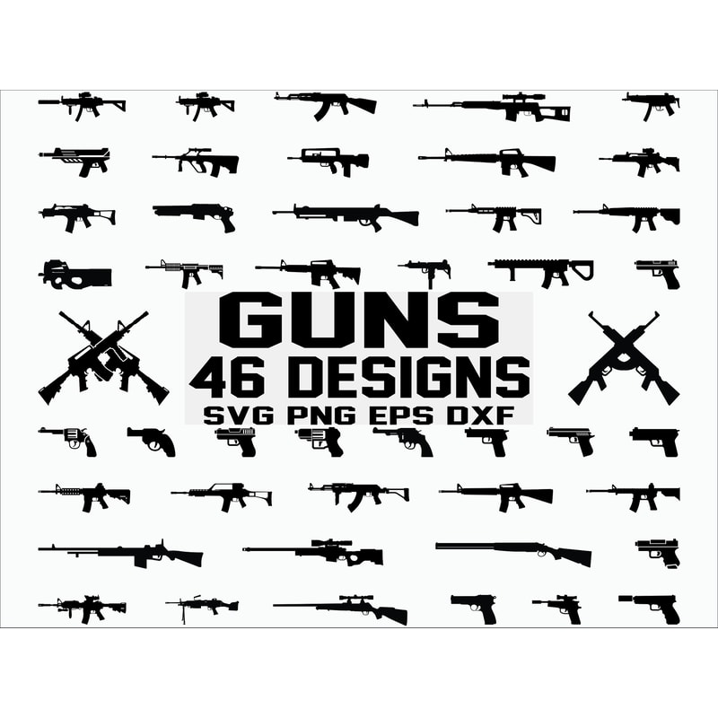 Guns SVG Military Weapon svg Pistol Svg Weapon svg clipart silhouette cut file cricut decal file digital file stencil file.jpg