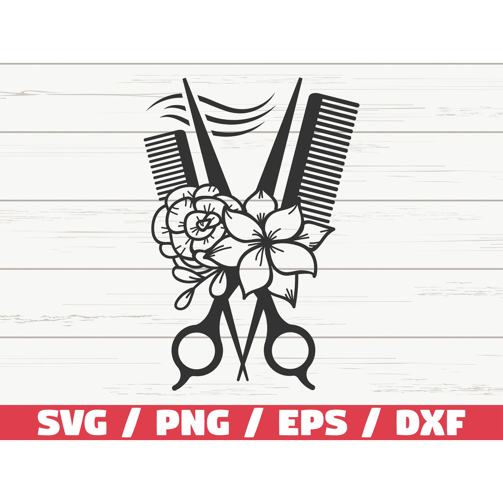 Hairdresser SVG Floral Scissors SVG Hairstylist SVG Cut File Commercial use Cricut Hair Hustler Svg Hair Salon Svg.jpg
