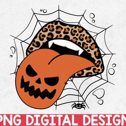 halloween tongue png, vampire lips png, sublimation design, pumpkin lips png