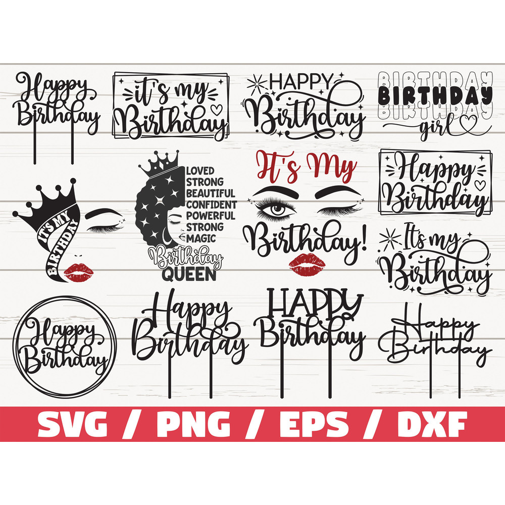 Happy Birthday SVG Bundle Birthday Cake SVG Cut File Cricut Commercial use Silhouette Birthday Party SVG Cake Topper Svg.jpg