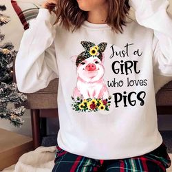 new just a girl who loves pigs, pig in bandana , trending shirt - olashirt