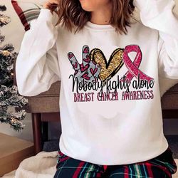 new peace love cure nobody fights alone breast cancer shirt - olashirt