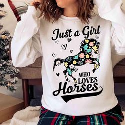 new just a girl who loves horses t-shirt, horse shirt gift for horse lovers - olashirt