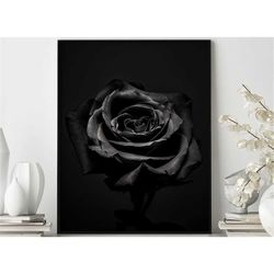 printable gothic art poster,black rose art,dark art print,dark