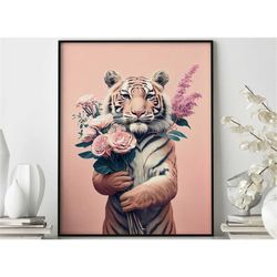 tiger bouquet poster, wall art, poster print, tiger