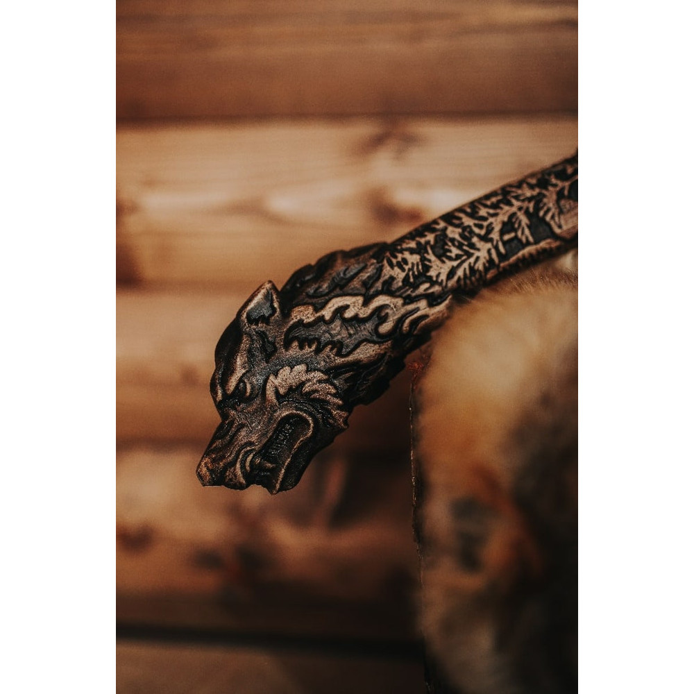 Viking HATCHET Axe Wolf Forged Carbon Steel Axe