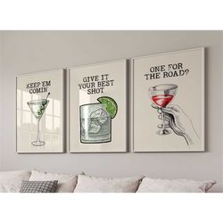 bar retro poster set of 3, bar cart