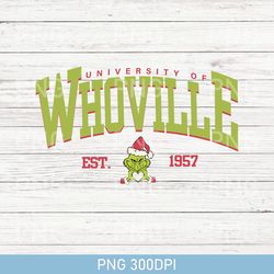 vintage whoville university est 1957 png, the grinch png, grinch christmas png, grinchmas png, christmas holiday png