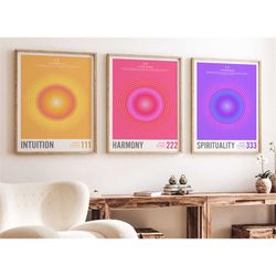 angel numbers set 111 222 333 poster wall