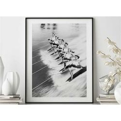 women water skiing vintage poster, vintage water skiing